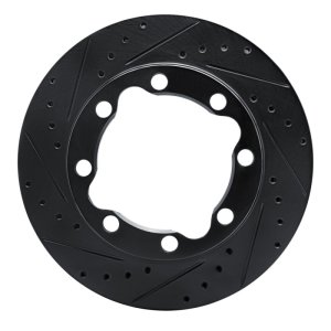 Chevrolet K3500 Brake Rotor (1) - Front Left - R1 Concepts - Drilled & Slotted - Black - `92-`00